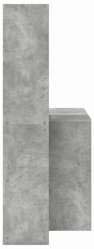 vidaXL Γραφείο με ράφι Γκρι σκυροδέματος 138.5 x 55 x 143 εκ