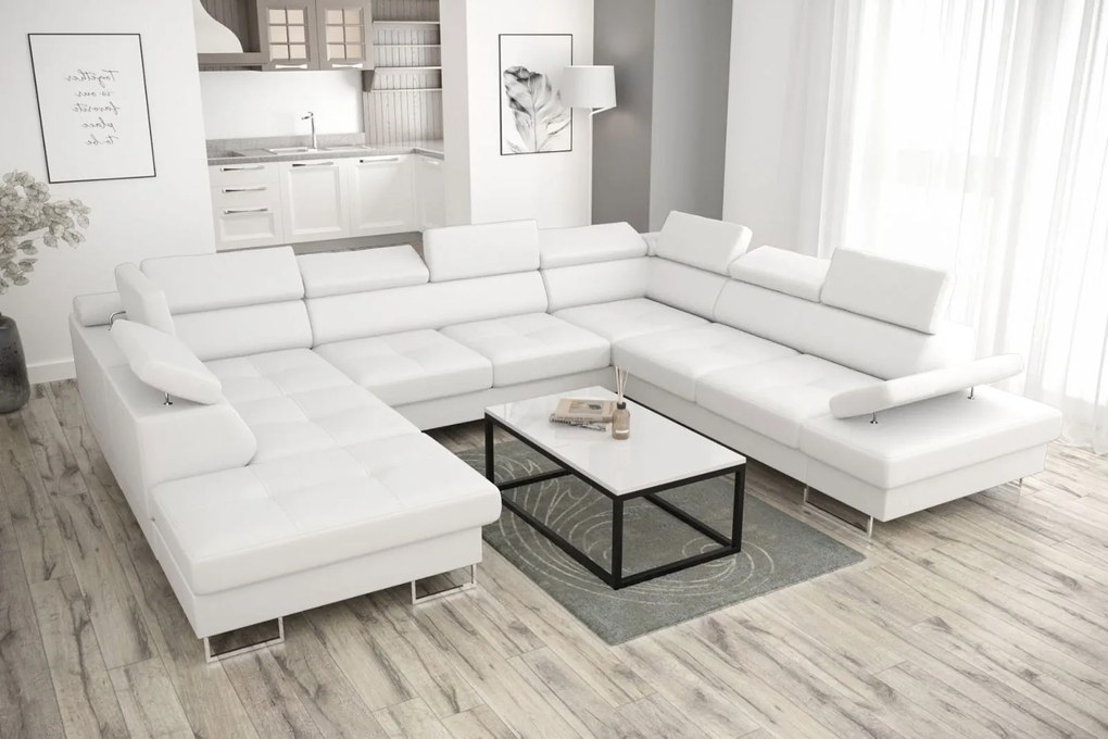 Γωνιακός καναπές Gelito Max I LTHR-Leuko-Δεξιά