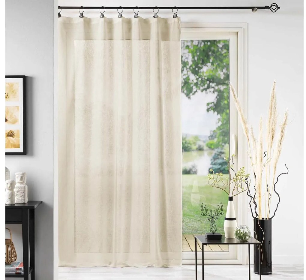 Κουρτίνα Χαμηλής Σκίασης Linka Douceur d'intérieur με κρίκους και διαστάσεις 140x240cm - Natural