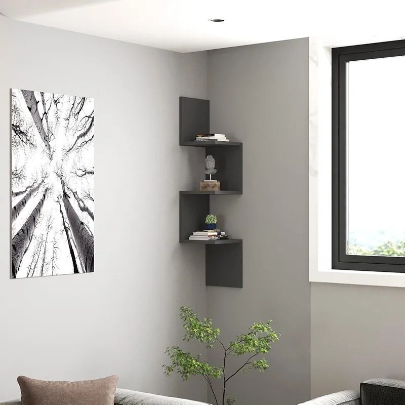 Ραφιέρα γωνιακή τοίχου Insta ανθρακί 25x25x105,5 εκ. 25x25x105.4 εκ.