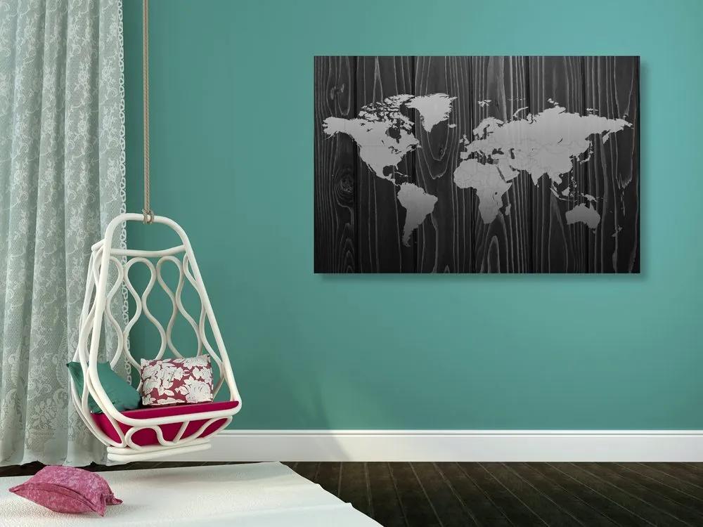 Εικόνα σε χάρτη από φελλό σε ξύλο σε μαύρο & άσπρο - 120x80  wooden