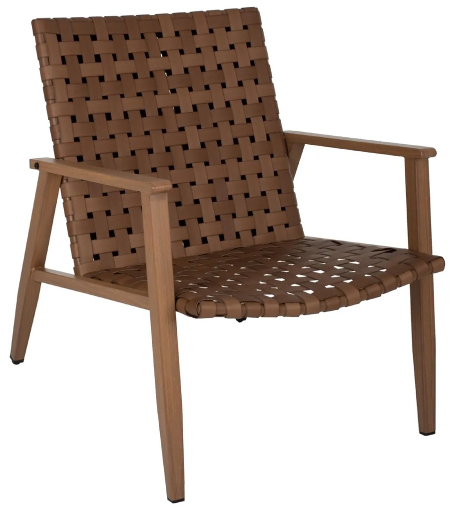 Πολυθρόνα FELIPE C5868.01 Μεταλλική Όψη Ξύλου με Rattan Δερμάτινη Όψη 63,5x75,5x77εκ. 63.5x75.5x77 εκ.