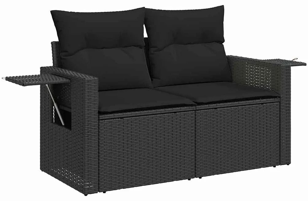 vidaXL Σετ Καναπέ Κήπου με μαξιλάρι 12 pcs Μαύρο 80 x 80 x 71 cm