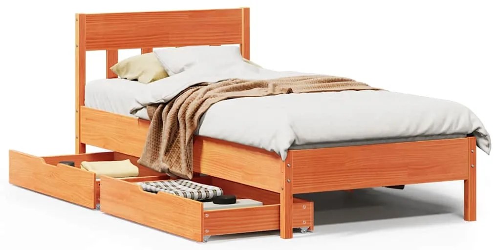 vidaXL Σκελετός Κρεβ. Χωρίς Στρώμα Καφέ Κεριού 90x200 εκ Μασίφ Πεύκο