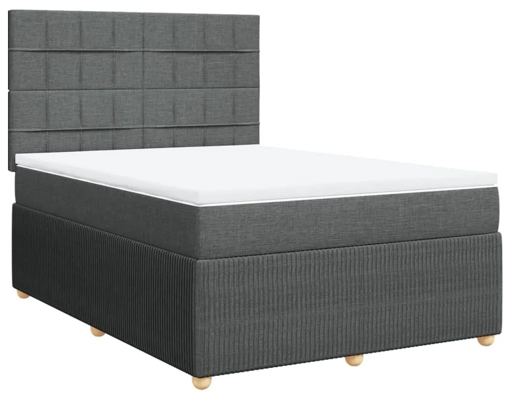 ΚΡΕΒΑΤΙ BOXSPRING ΜΕ ΣΤΡΩΜΑ ΣΚΟΥΡΟ ΓΚΡΙ 160X200 ΕΚ ΥΦΑΣΜΑΤΙΝΟ 3294408