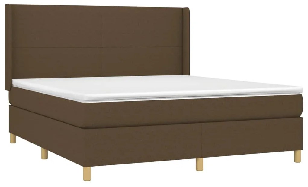 Κρεβάτι Boxspring με Στρώμα Σκούρο Καφέ 180x200 εκ Υφασμάτινο - Καφέ