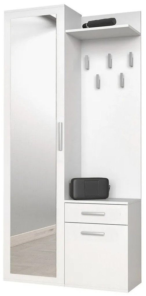 Σετ διαδρόμου Mandeville 110, 180x100x35cm, 38 kg, Καθρέφτης, Άσπρο, Πλαστικοποιημένη μοριοσανίδα, Τοίχου, Εντοιχισμένη | Epipla1.gr