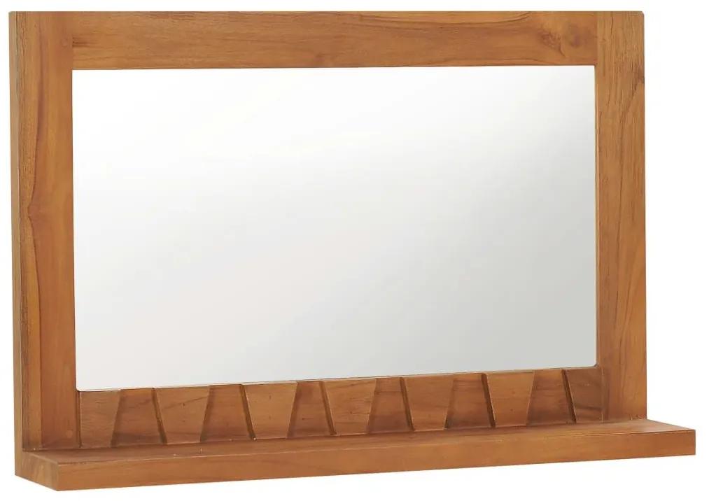 Καθρέφτης Τοίχου με Ράφι 60 x 12 x 40 εκ. από Μασίφ Ξύλο Teak - Καφέ