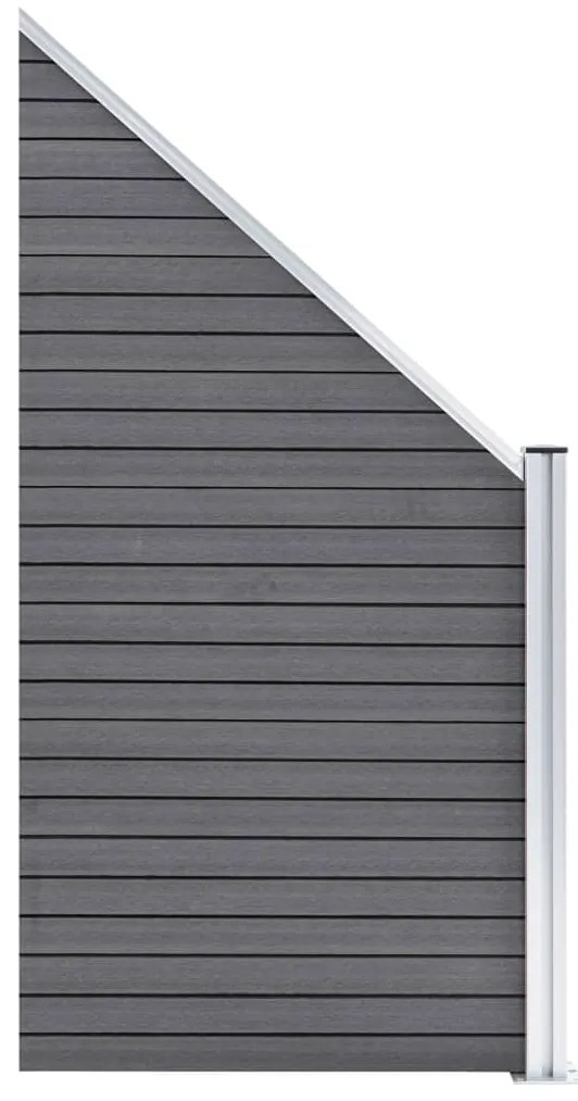 vidaXL Πάνελ Φράχτη 10 Τετράγωνα + 1 Κεκλιμένο Γκρι 1830x186 εκ. WPC