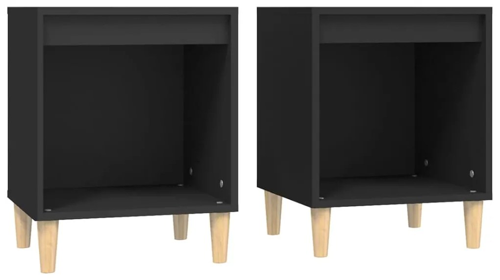 vidaXL Κομοδίνα 2 τεμ. Μαύρα 40 x 35 x 50 εκ.