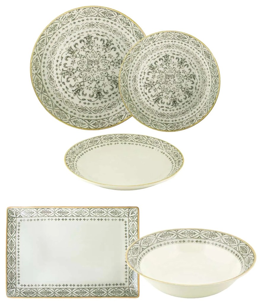 Σερβίτσιο Πιάτων Πορσελάνης Vintage Μπεζ – Σετ για 6 άτομα - 20τμχ - Oriana Ferelli