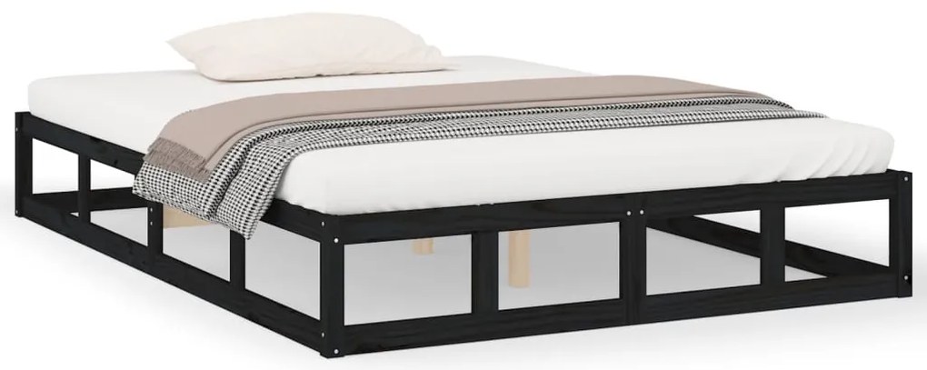 vidaXL Πλαίσιο Κρεβατιού Μαύρο 140 x 200 εκ. από Μασίφ Ξύλο