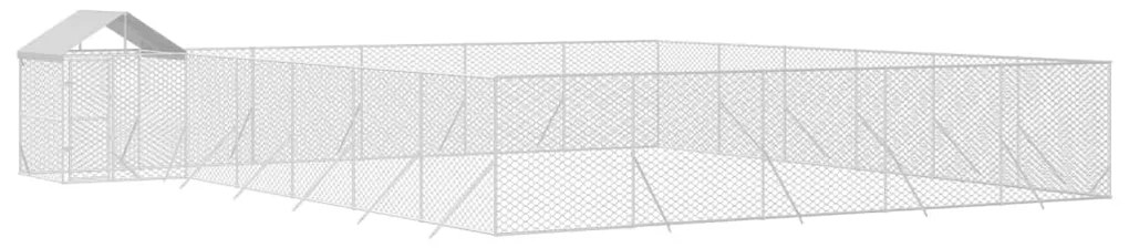 vidaXL Κλουβί Σκύλου Εξ. Χώρου με Οροφή Ασημί 12x12x2,5 μ Γαλβ. Ατσάλι