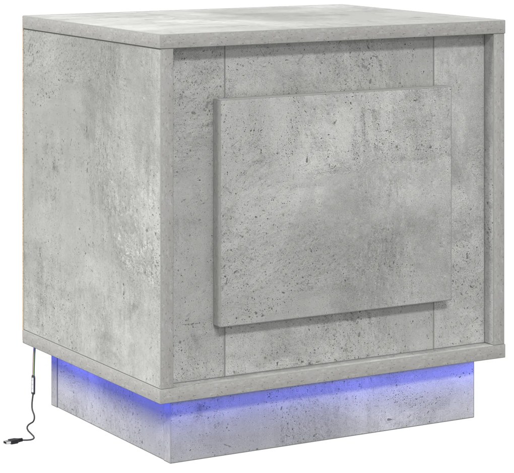 vidaXL Κομοδίνο με LED φώτα Σκυρόδεμα Γκρι 44x34,5x45 εκ