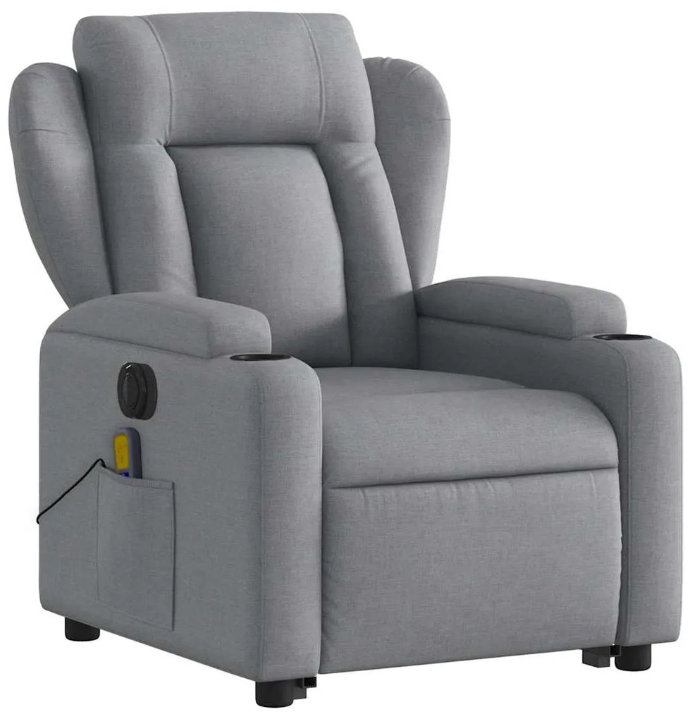 vidaXL Πολυθρόνα Μασάζ Ηλεκ. Ανακλινόμενη Ανύψωση Αν. Γκρι Υφασμάτινη