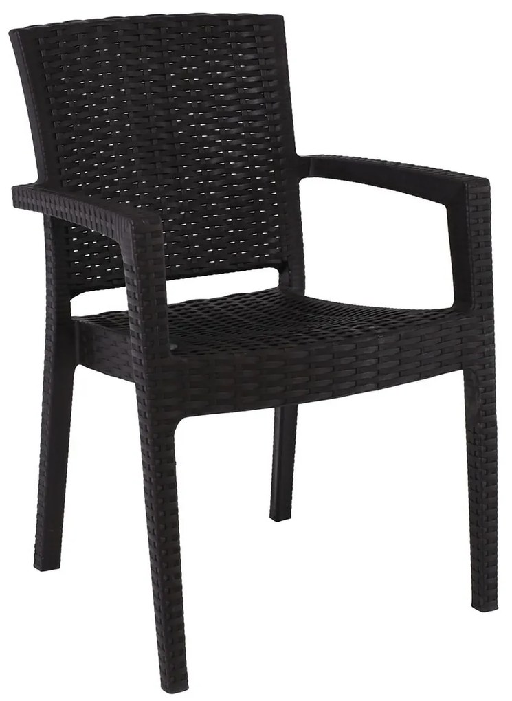 Πολυθρόνα Στοιβαζόμενη LORA-PRO Καφέ PP 58x61x87cm