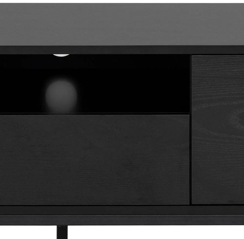 Τραπέζι Tv Oakland 341, Μαύρο, Γκρι δρυς, Ο αριθμός των θυρών: 2, Αριθμός συρταριών: 1, 140x45x40cm, 30 kg | Epipla1.gr