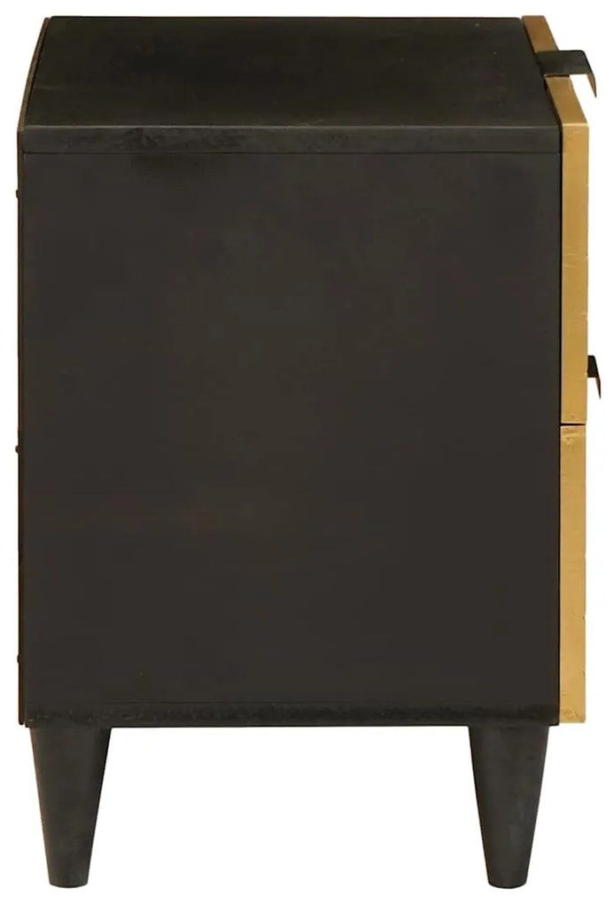 vidaXL Κομοδίνο Μαύρο και Χρυσό 40 x 33.5 x 46 εκ Μασίφ ξύλο μάνγκο