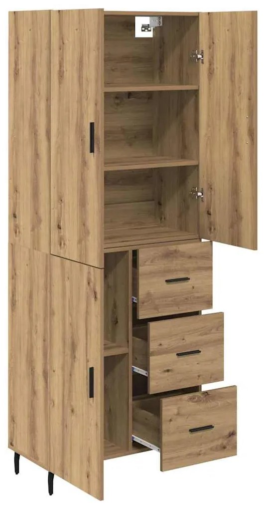vidaXL Highboard με συρτάρι 2 pcs Artisan Oak Σύνθετο Ξύλο και Γυαλί