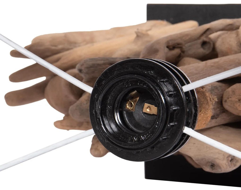 Επιτραπέζιο ορθογώνιο φωτιστικό Twiggy driftwood &amp; λευκό καπέλο 35x14x50Υ εκ.