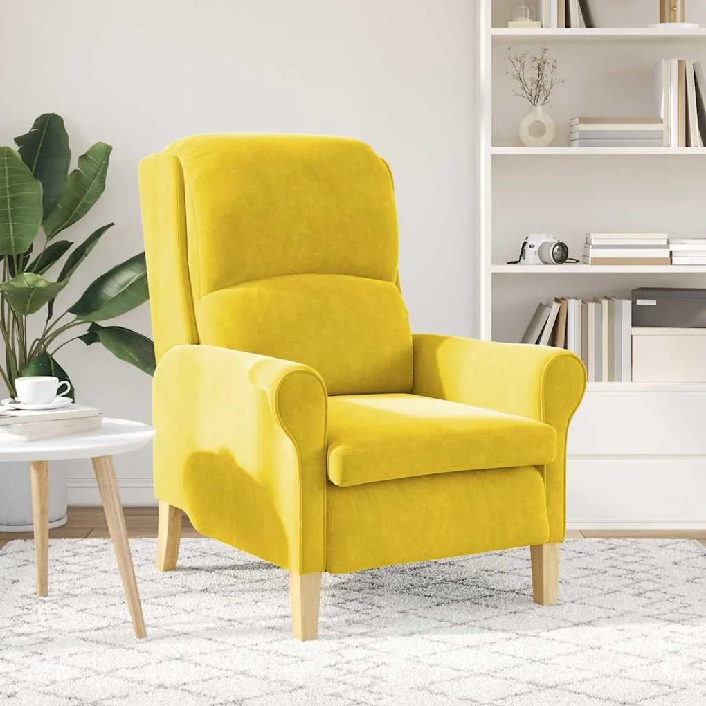 vidaXL Πολυθρόνα Κίτρινο 76 x 94 x 102 εκ Βελούδο
