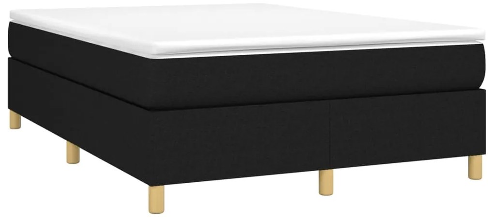 vidaXL Κρεβάτι Boxspring με Στρώμα Μαύρο 140x200 εκ. Υφασμάτινο