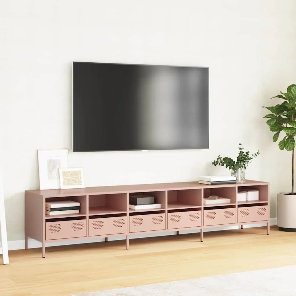 ντουλάπι τηλεόρασης vidaXL Ροζ 202x39x43,5 cm Ατσάλι ψυχρής έλασης