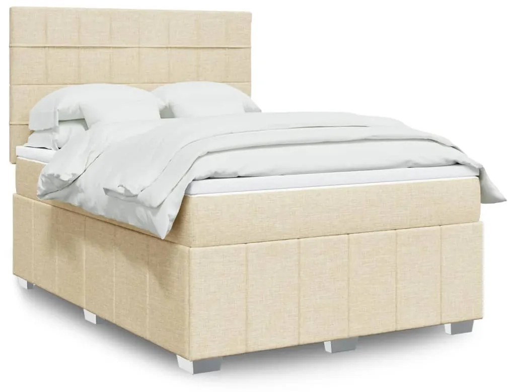 ΚΡΕΒΑΤΙ BOXSPRING ΜΕ ΣΤΡΩΜΑ ΚΡΕΜ 140X200 ΕΚ. ΥΦΑΣΜΑΤΙΝΟ 3293996