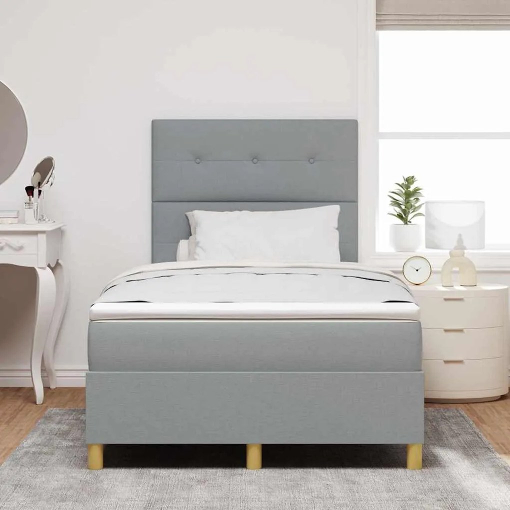 vidaXL Κρεβάτι με ελατήρια Ανοιχτό γκρι 120 x 200 cm ύφασμα