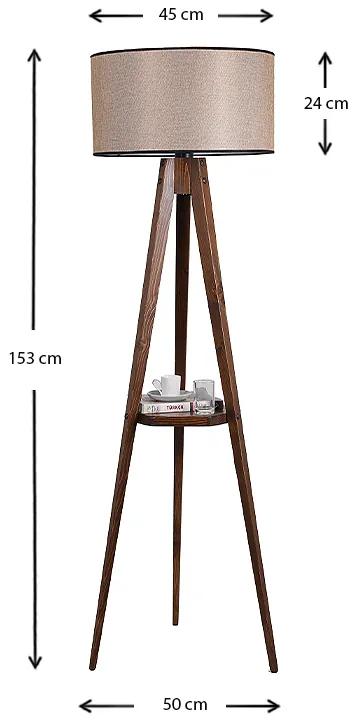 Φωτιστικό δαπέδου Parry Megapap ξύλο/ύφασμα χρώμα καρυδί - μόκα 45x24x153εκ. - Ύφασμα - GP031-0045,1