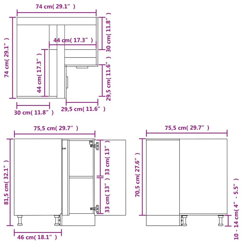 Ντουλάπι Δαπέδου Γωνιακό Lyon Sonoma Δρυς 75,5x75,5x81,5 εκ. 802492