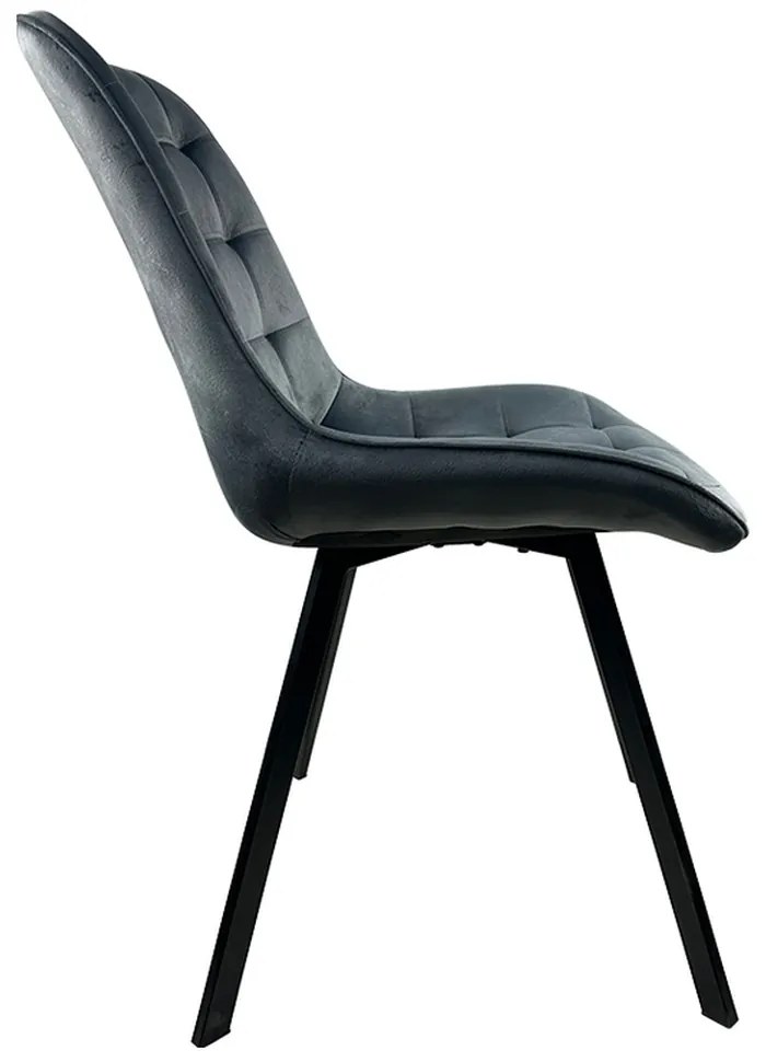 Καρέκλα Τραπεζαρίας ArteLibre BRISA Γκρι/Μαύρο Βελούδο/Μέταλλο 53x60x85cm