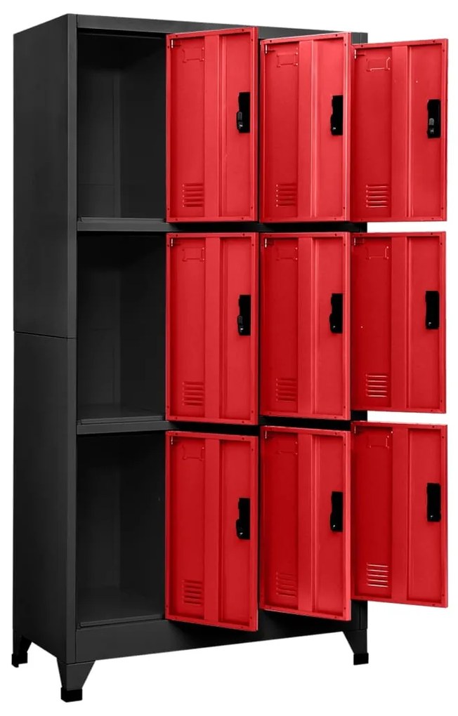 vidaXL Φοριαμός Ανθρακί / Κόκκινο 90 x 45 x 180 εκ. Ατσάλινος