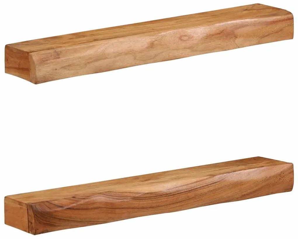 Ράφια Τοίχου 2 τεμ. 80x17x8 εκ. από Μασίφ Ξύλο Ακακίας