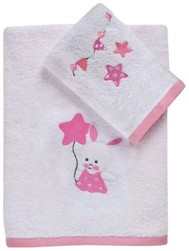 Πετσέτες Βρεφικές 4917 (Σετ 2τμχ) White-Pink Das Home Σετ Πετσέτες 70x140cm 100% Βαμβάκι