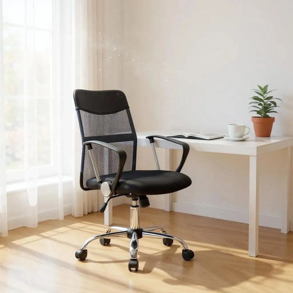 Καρέκλα γραφείου Franco Megapap με ύφασμα Mesh χρώμα γκρι - μαύρο 59x57x95/105εκ.