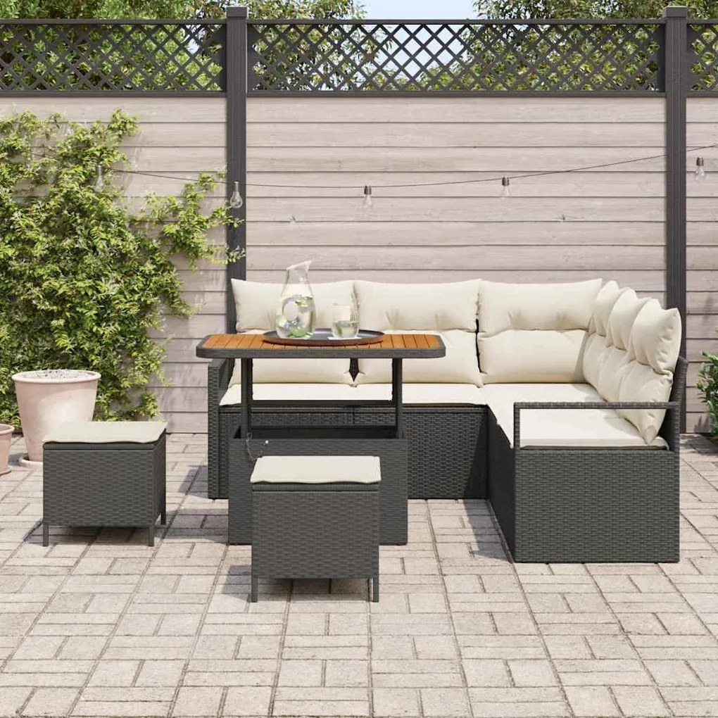 vidaXL Σετ Καναπέ Κήπου με μαξιλάρι 8 pcs Μαύρο Πολυ ράταν