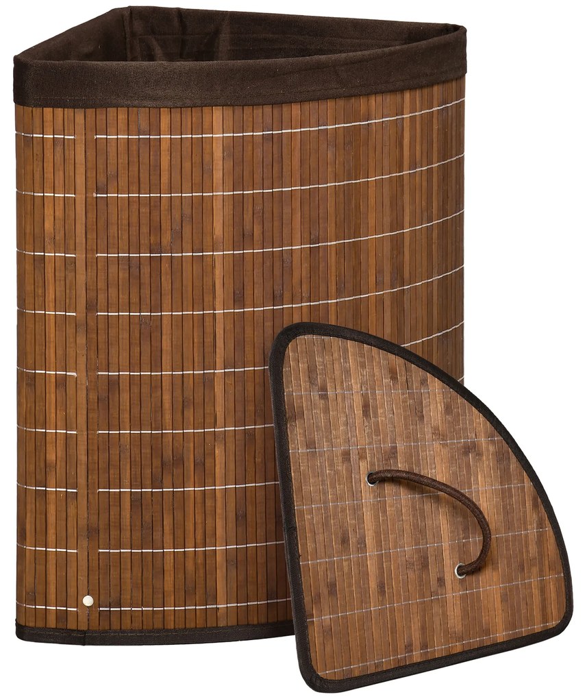 HOMCOM Καλάθι Απλυτων, Δοχείο Απλυτων, Χωρητικότητα 55L, Αφαιρούμενο Καπάκι, 38 cm x 38 cm x 57cm, Καφέ