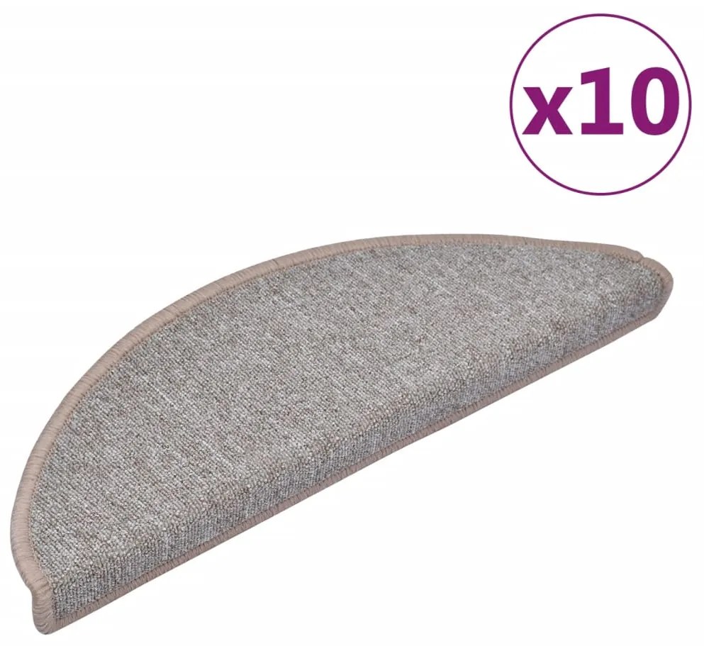 vidaXL Πατάκια Σκαλιών 10 τεμ. Ανοιχτό Καφέ Ημίστρογγυλά Μεγάλα 65x24x4 εκ.