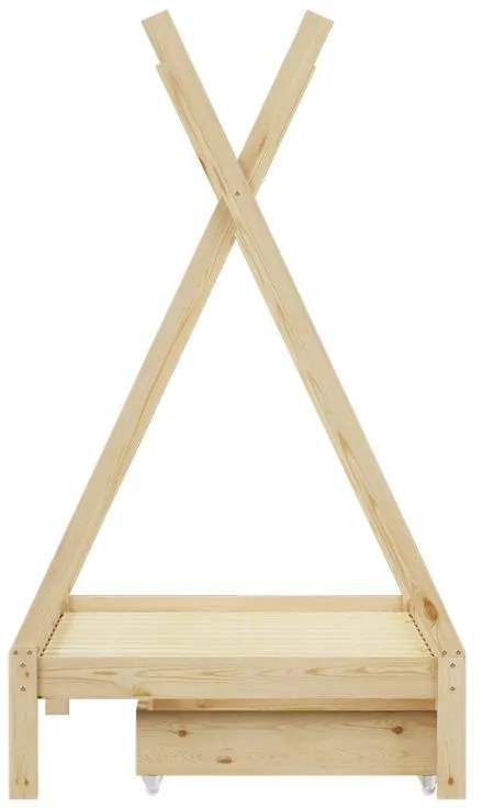 Κρεβάτι παιδικό Lalitto τύπου Montessori με 2 συρτάρια ξύλο πεύκου φυσικό 90x190 εκ. 90x190x170 εκ.