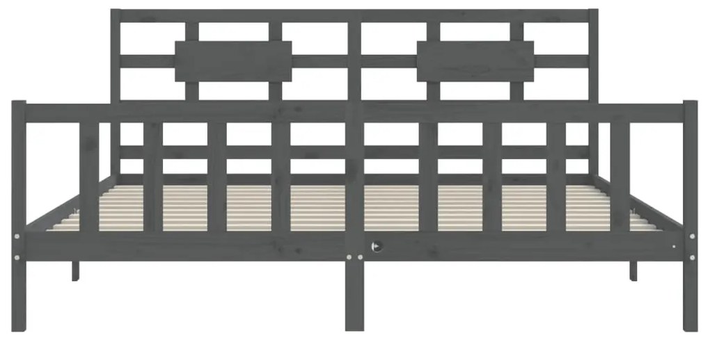 vidaXL Πλαίσιο Κρεβατιού με Κεφαλάρι Γκρι 200x200 εκ. Μασίφ Ξύλο
