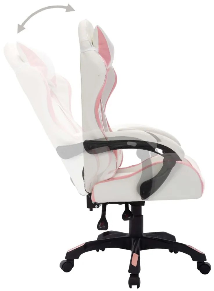 vidaXL Καρέκλα Racing με Φωτισμό RGB LED Ροζ/Μαύρο Συνθετικό Δέρμα