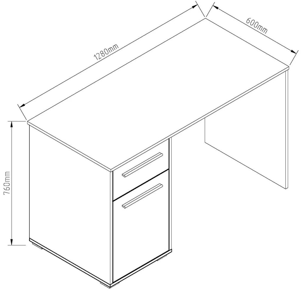 Γραφείο Ξύλινο REVEN Λευκό-Ροζ 128x60x76