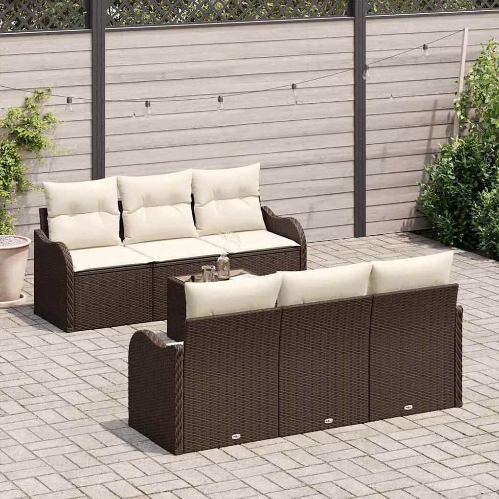 vidaXL Σετ Καναπέ Κήπου 7 pcs Καφέ 55 x 55 x 37 εκ Πολυ ράταν