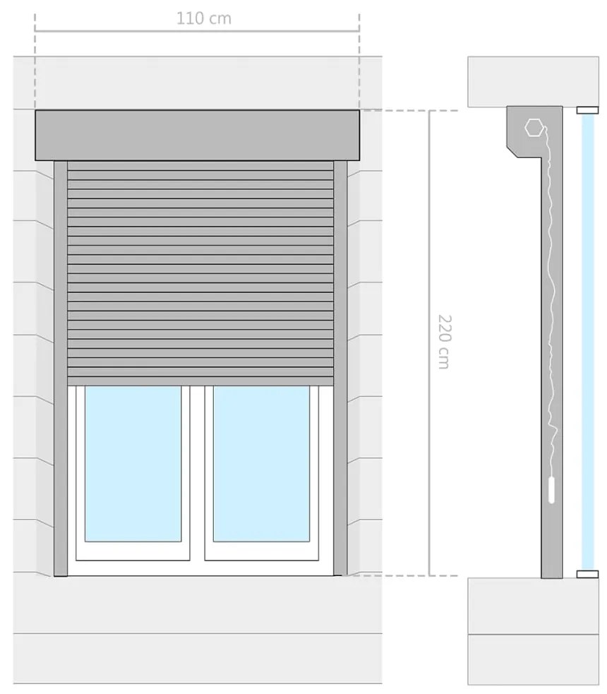 Παντζούρι Ρολό Λευκό 110 x 220 εκ. από Αλουμίνιο - Λευκό