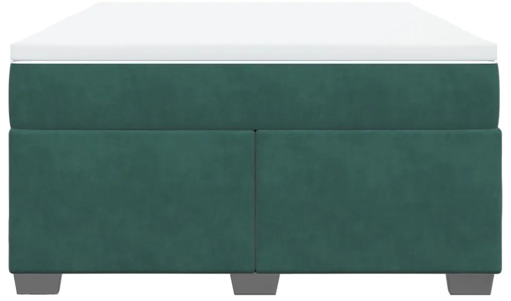 vidaXL Κρεβάτι Boxspring με Στρώμα Σκούρο Πράσινο 140x190εκ. Βελούδινο