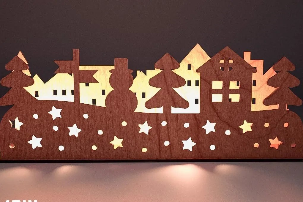 Intra απο ξύλο plywood 3mm-4mm πάχος Χριστουγεννιάτικη Σκηνή Δίασταση 15x15 cm INTRAFABR-75890805