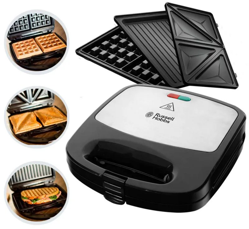 Russell Hobbs Fiesta 24540-56 Τοστιέρα με Αποσπώμενες Πλάκες για 2 Τοστ, 750W, Μαύρη