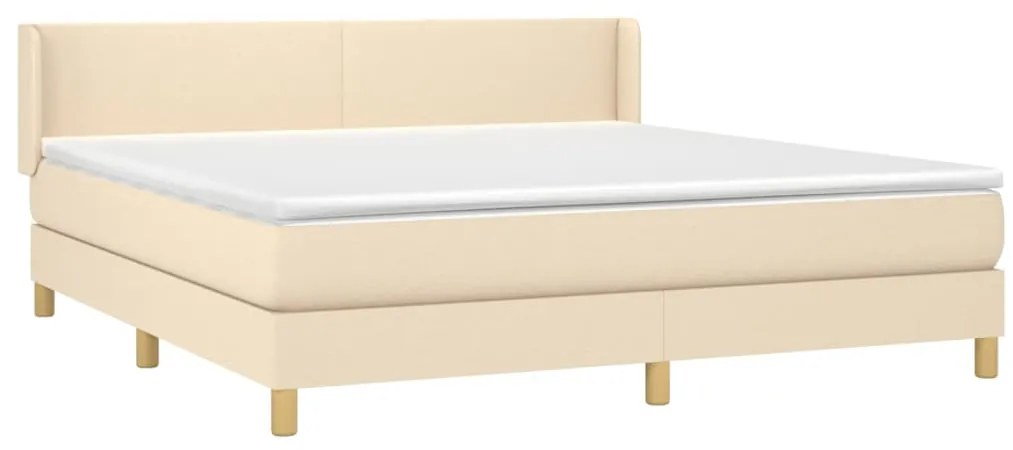vidaXL Κρεβάτι Boxspring με Στρώμα Κρεμ 180x200 εκ. Υφασμάτινο