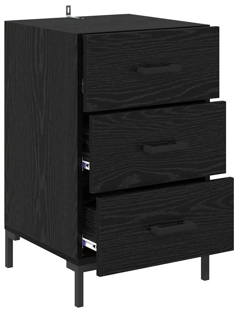 vidaXL Κομοδίνο Μαύρη Οξυά 40 x 40 x 66 εκ. Επεξεργασμένο ξύλο